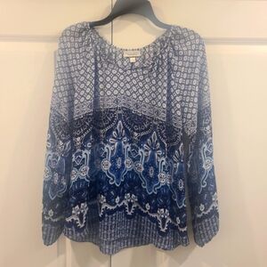 Dressbarn Boho Popover Paisley Peasant Shirt
